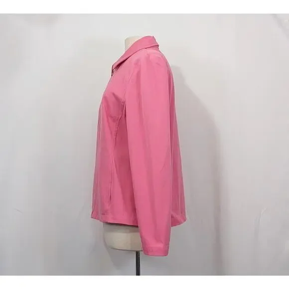 St. John Sport Essentials Jacket Pink Zip Front Cotton Blend Misses Size M - Picture 3 of 7